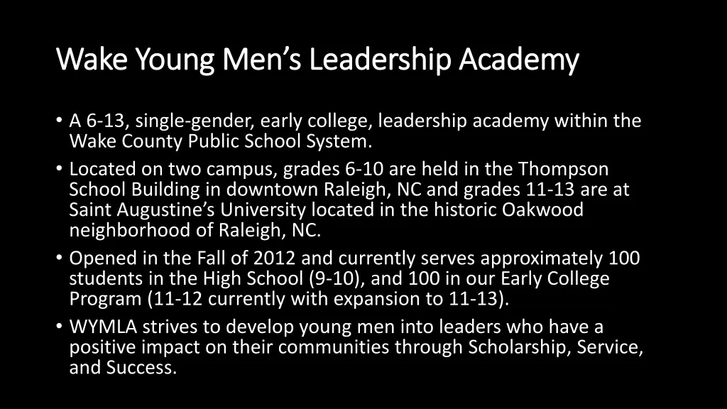 wake young men s leadership academy wake young