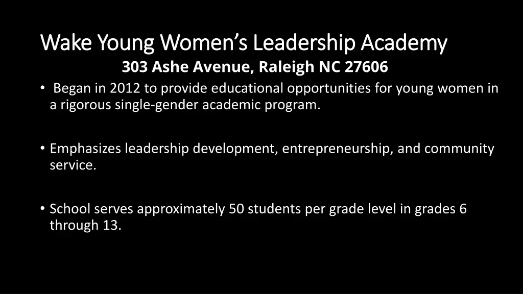 wake young women s leadership academy wake young