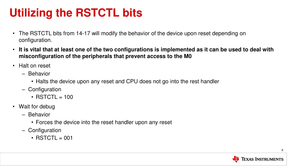 utilizing the rstctl bits