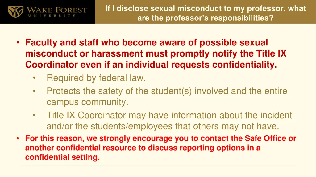 if i disclose sexual misconduct to my professor