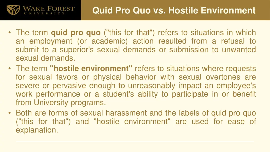 quid pro quo vs hostile environment