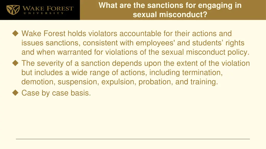 what are the sanctions for engaging in sexual