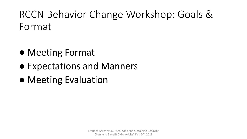 rccn behavior change workshop goals format