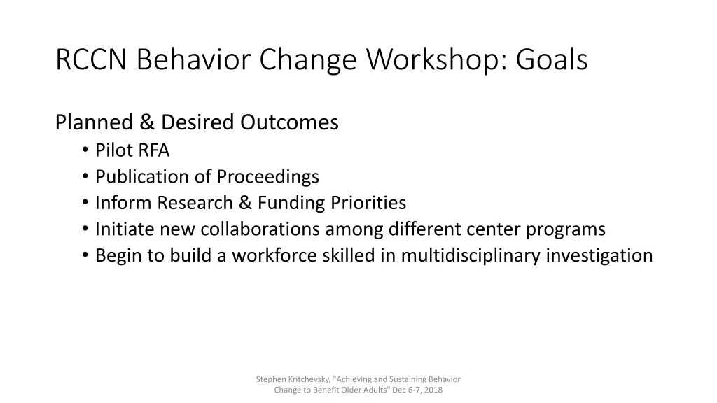 rccn behavior change workshop goals