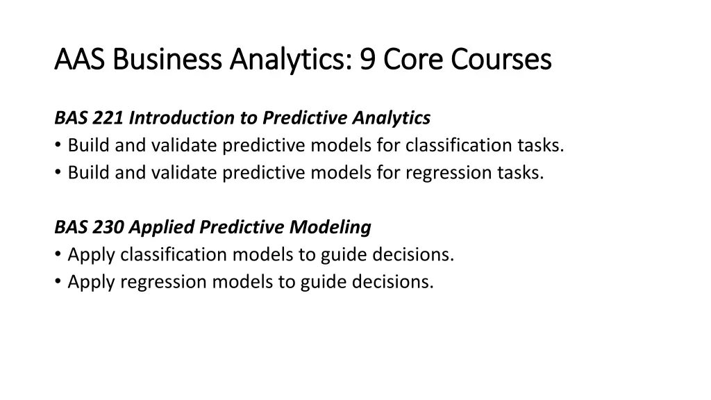 aas business analytics 9 core courses 2