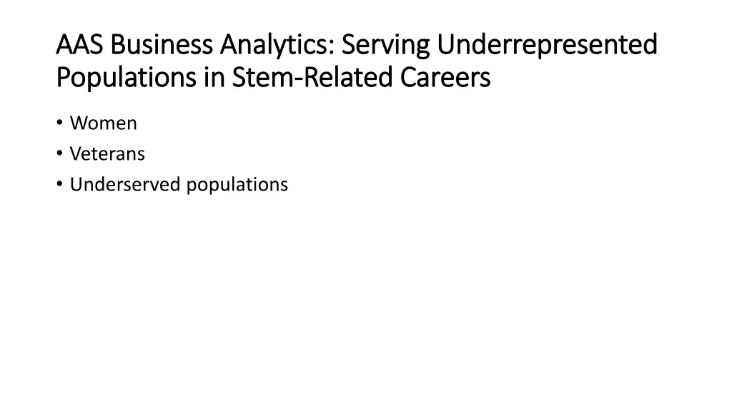 aas business analytics serving underrepresented