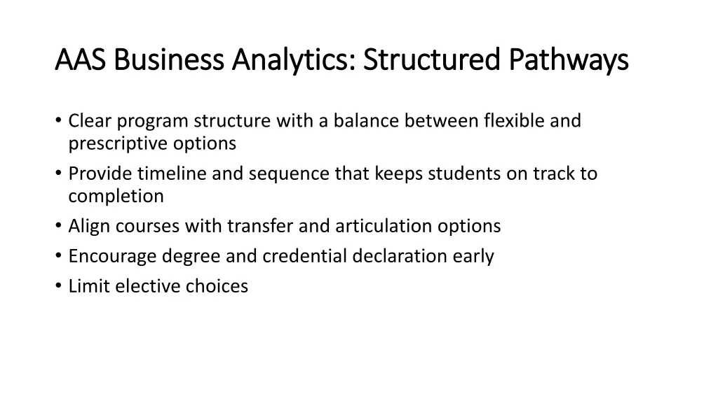 aas business analytics structured pathways