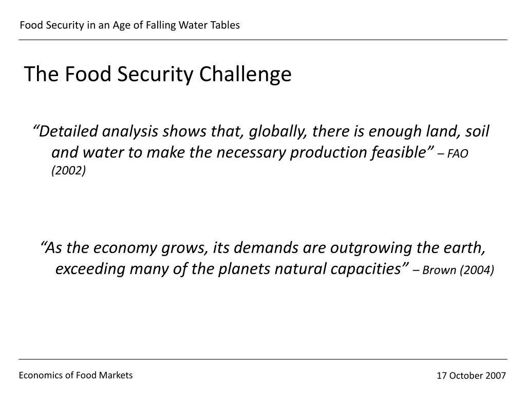 food security in an age of falling water tables 1