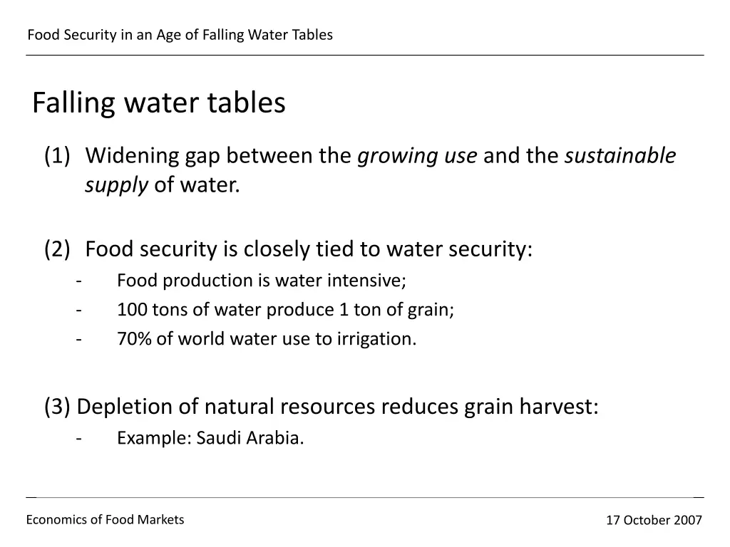 food security in an age of falling water tables 2