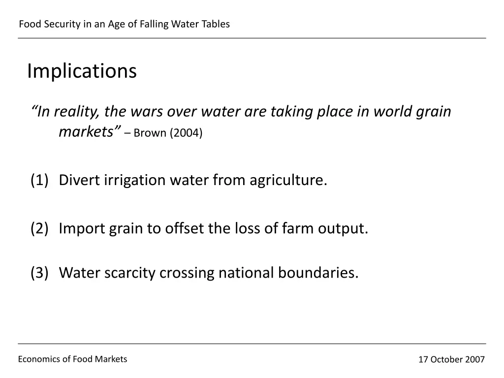 food security in an age of falling water tables 5