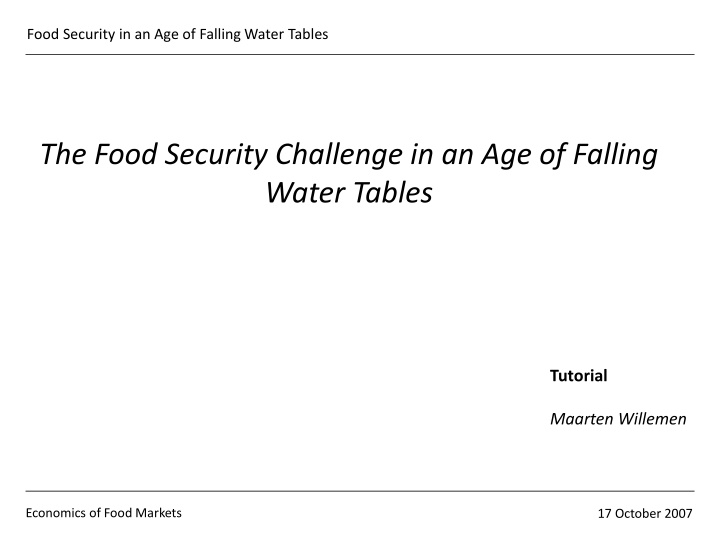 food security in an age of falling water tables