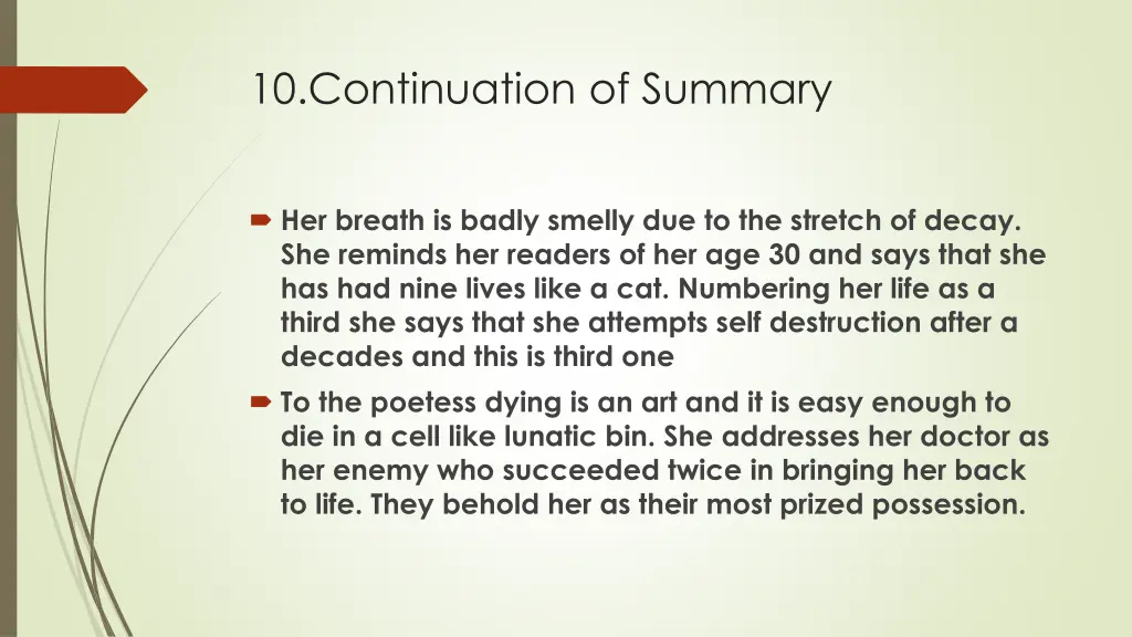 10 continuation of summary