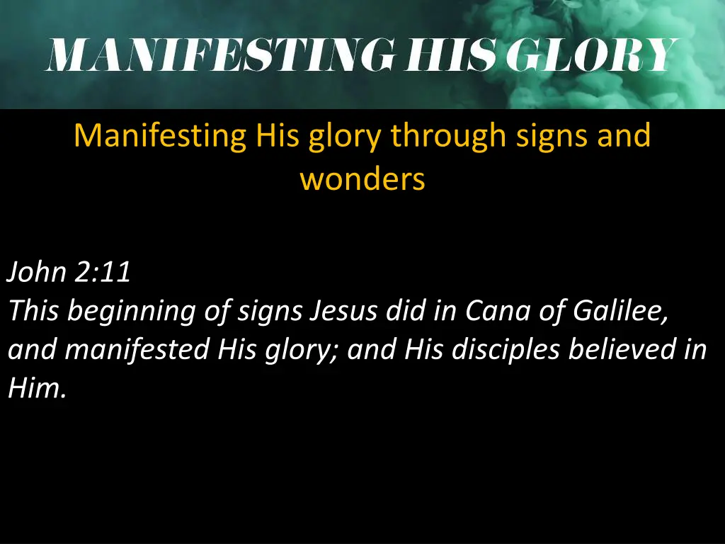 manifesting his glory through signs and wonders