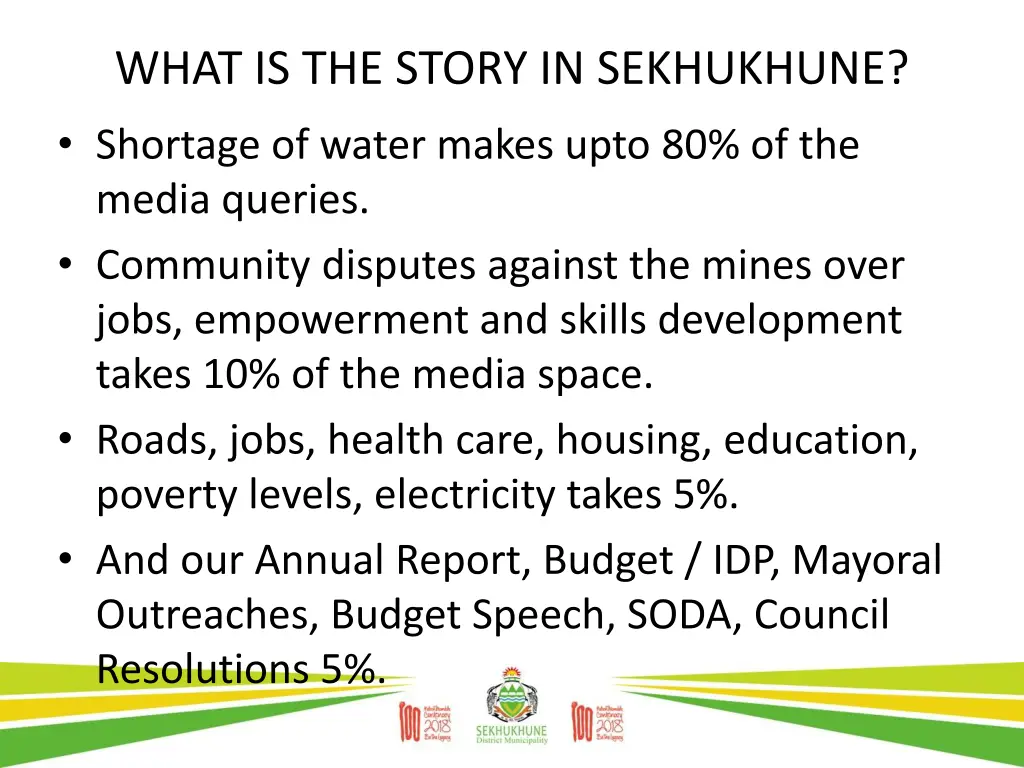 what is the story in sekhukhune shortage of water