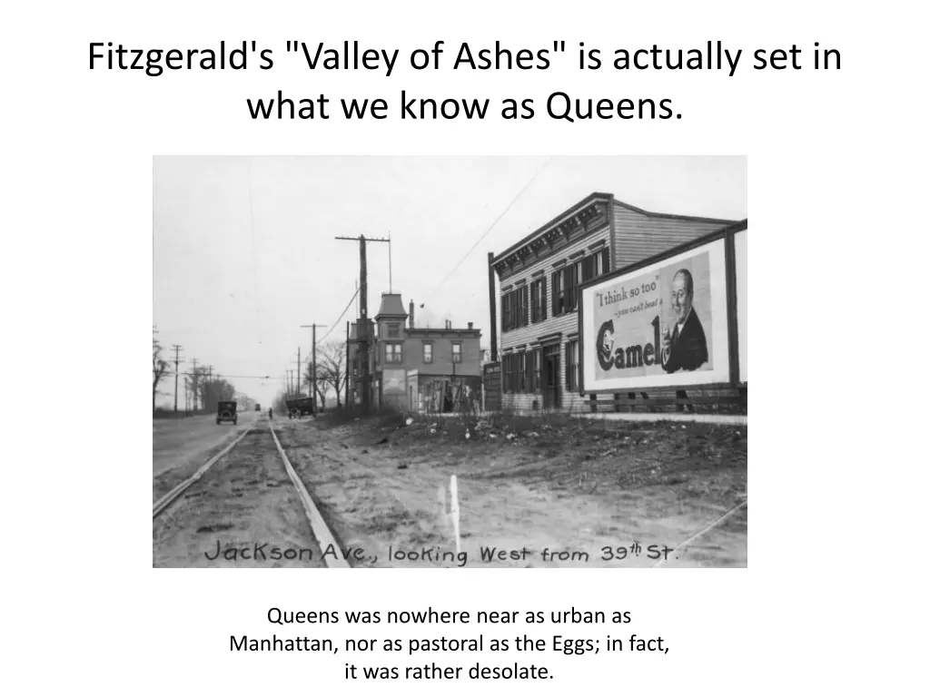 fitzgerald s valley of ashes is actually