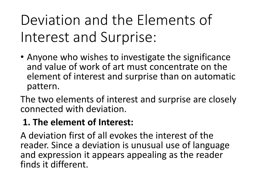 deviation and the elements of interest