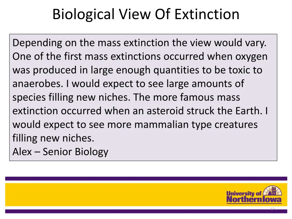 biological view of extinction