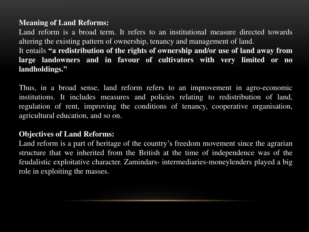 meaning of land reforms land reform is a broad