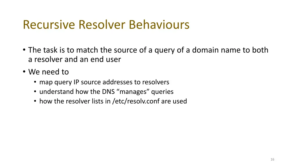 recursive resolver behaviours