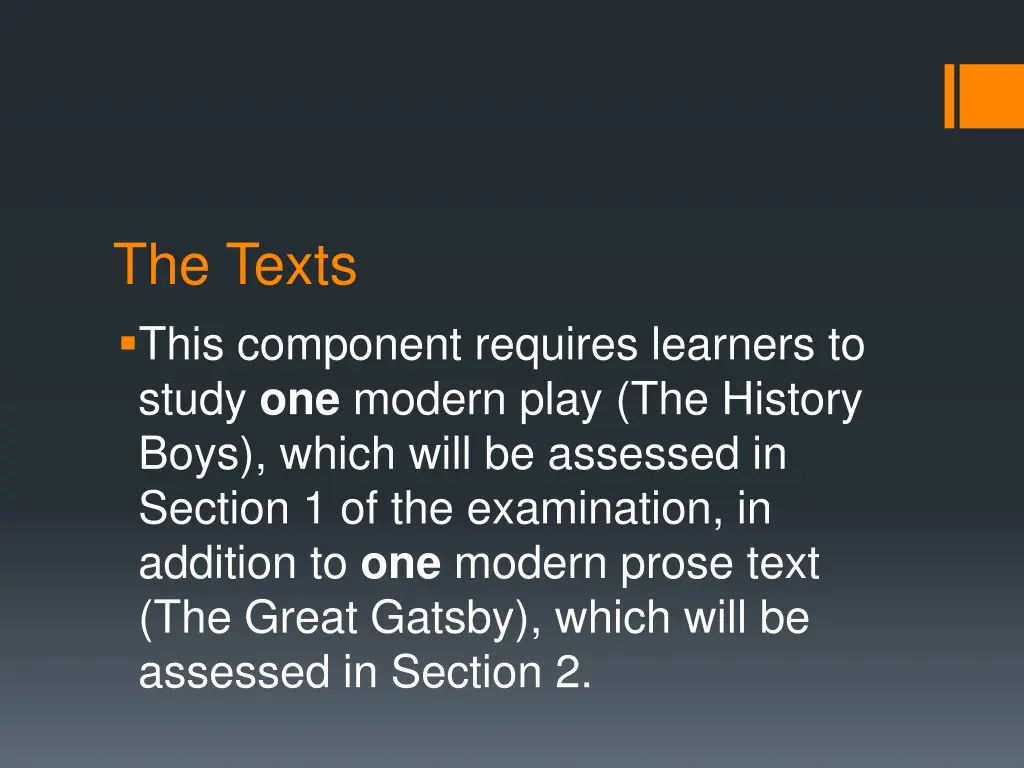 the texts this component requires learners