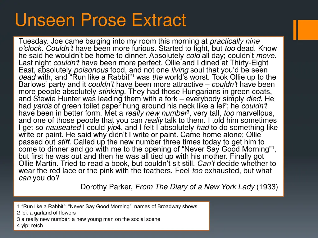 unseen prose extract