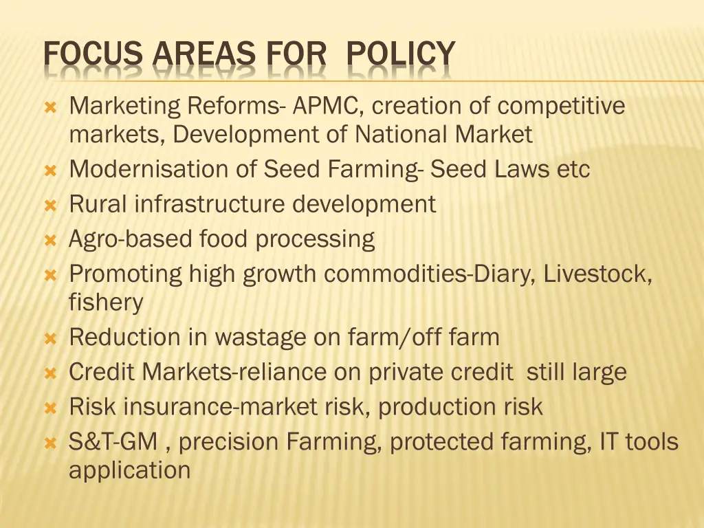 focus areas for policy 1