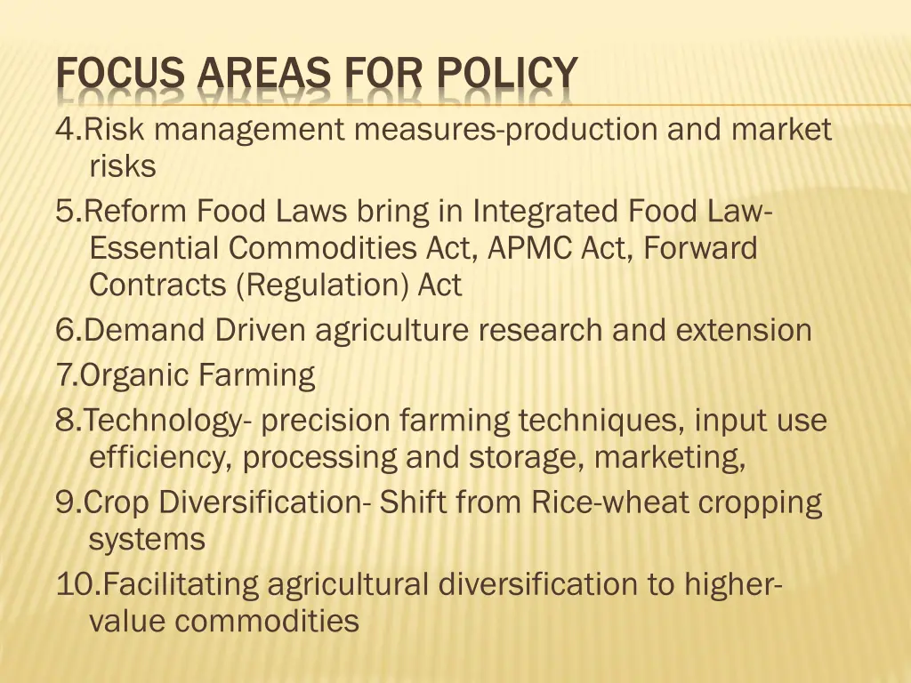 focus areas for policy 4 risk management measures