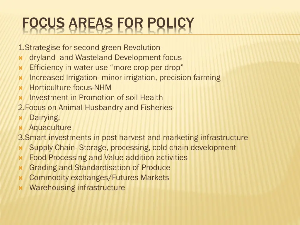 focus areas for policy