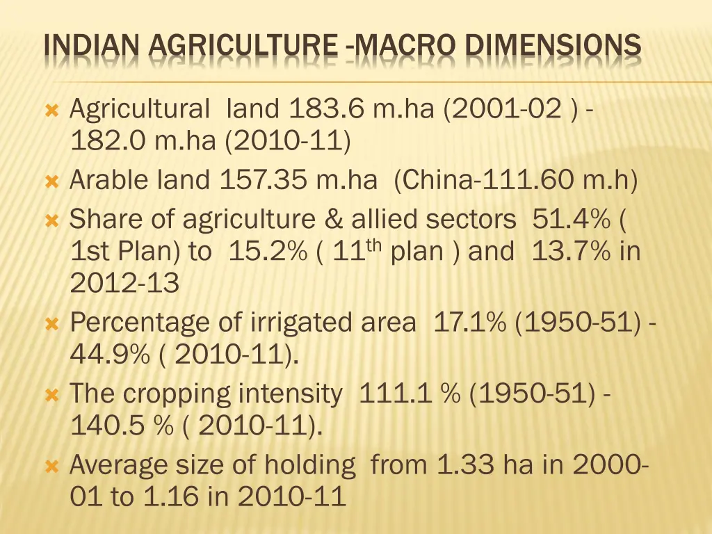 indian agriculture macro dimensions