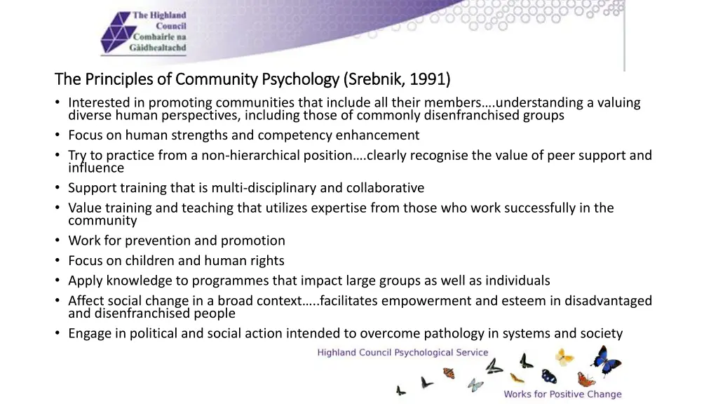 the principles of community psychology