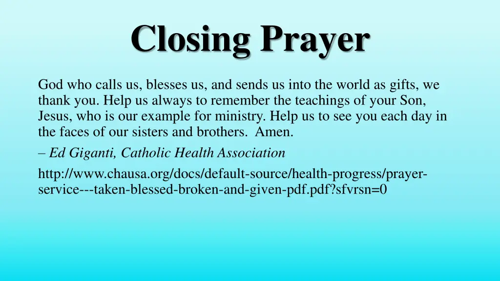 closing prayer