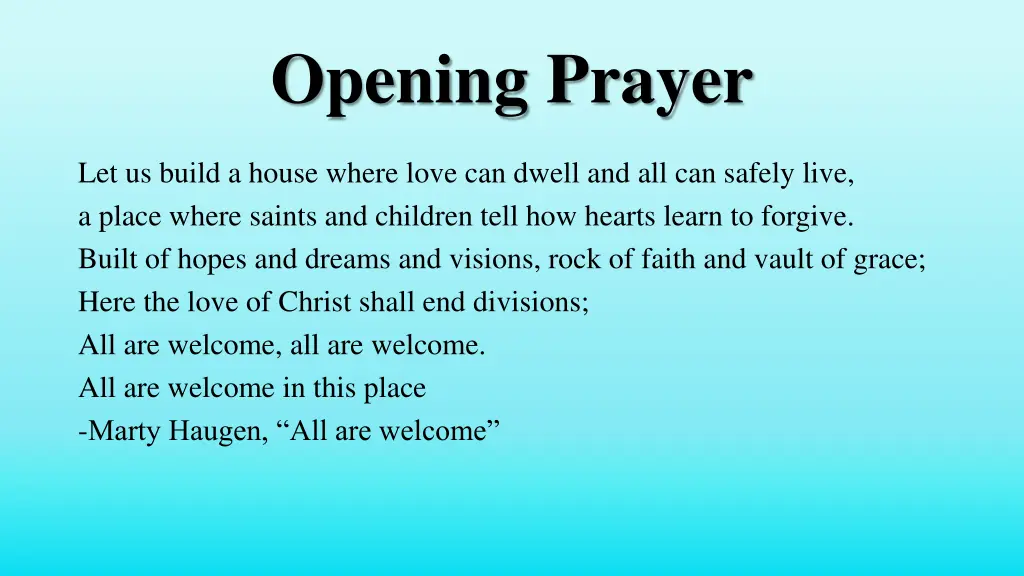 opening prayer