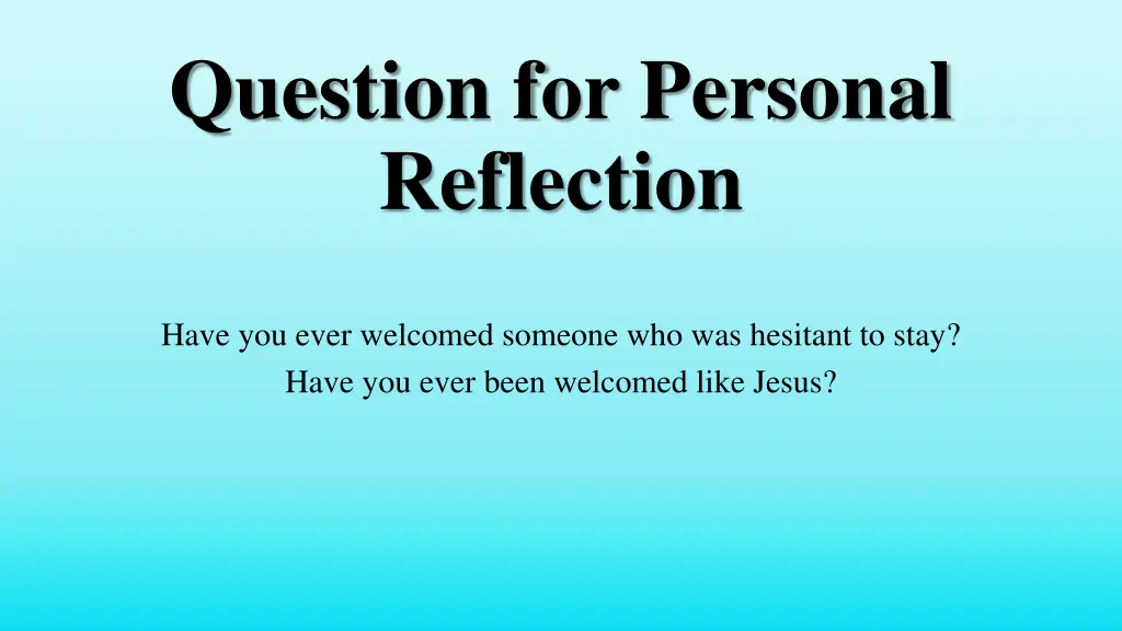 question for personal reflection