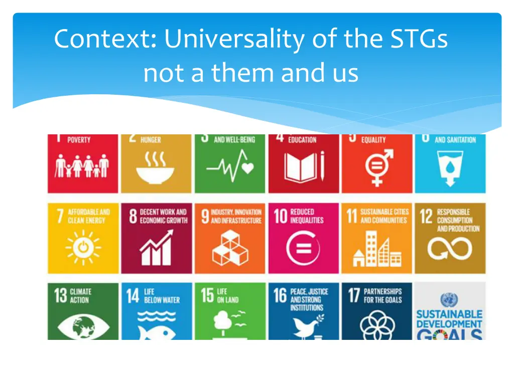 context universality of the stgs not a them and us