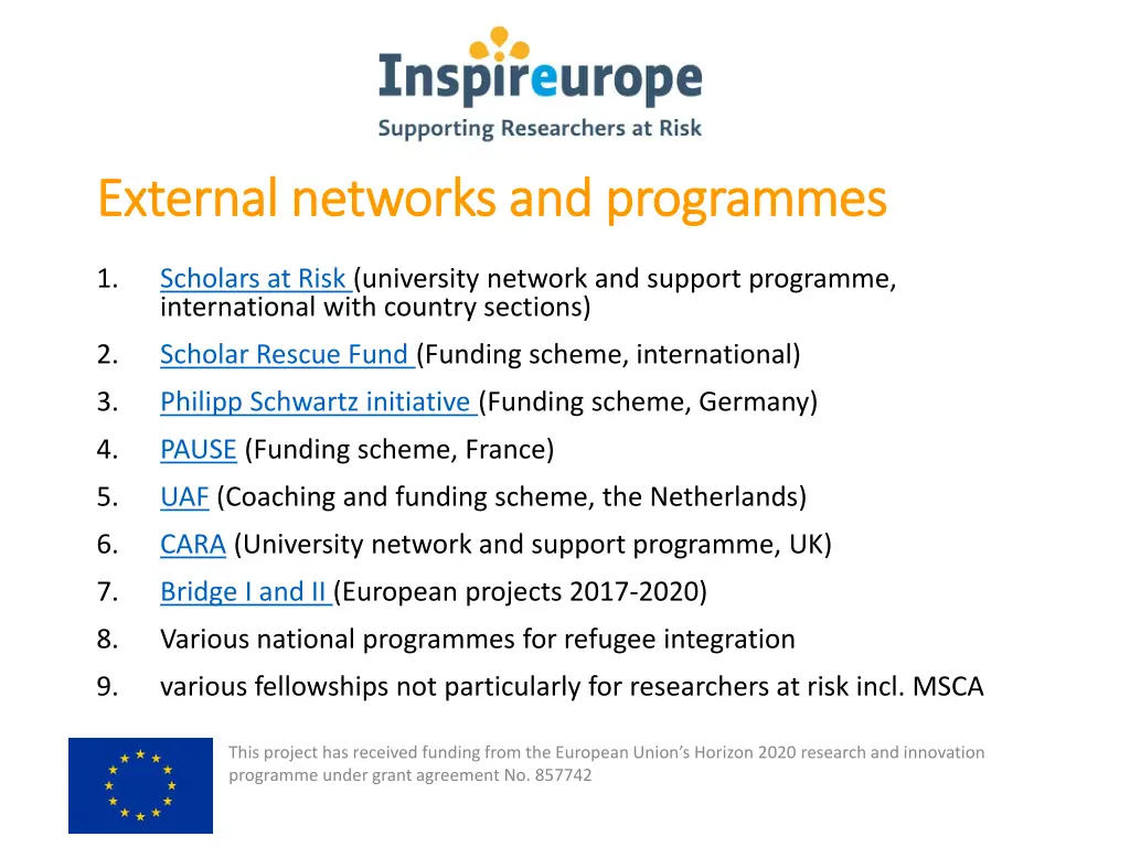 external networks and programmes external