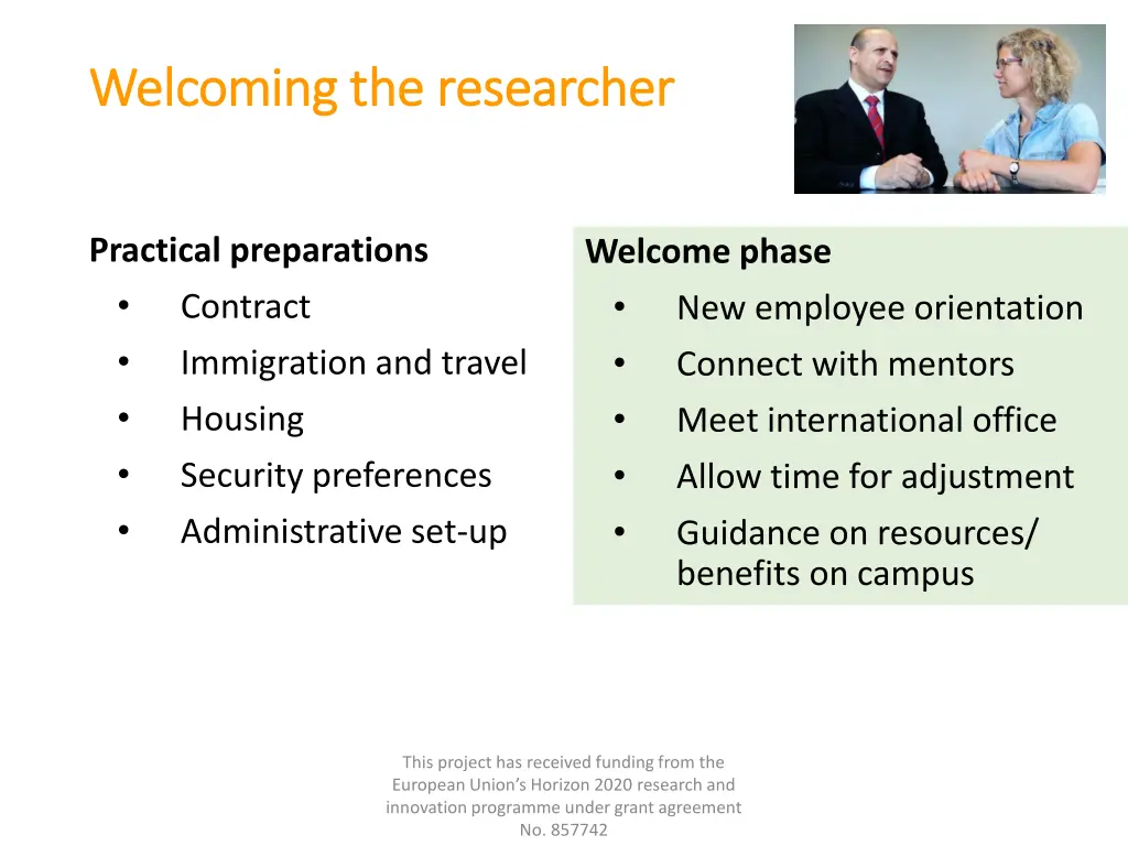 welcoming the researcher welcoming the researcher