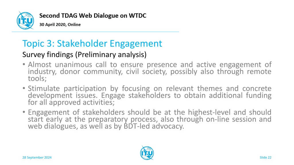 topic 3 stakeholder engagement survey findings