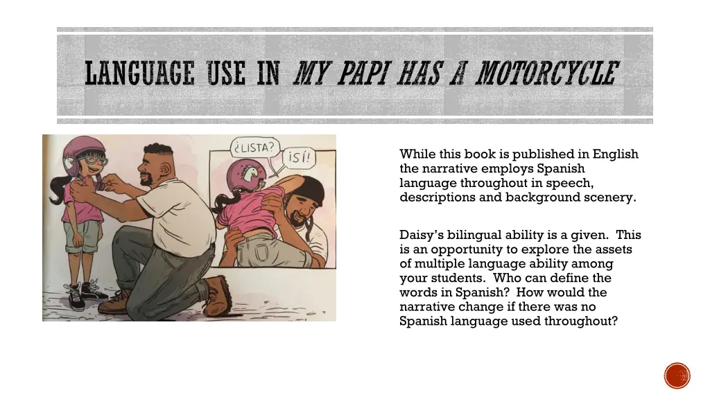 language use in my papi has a motorcycle