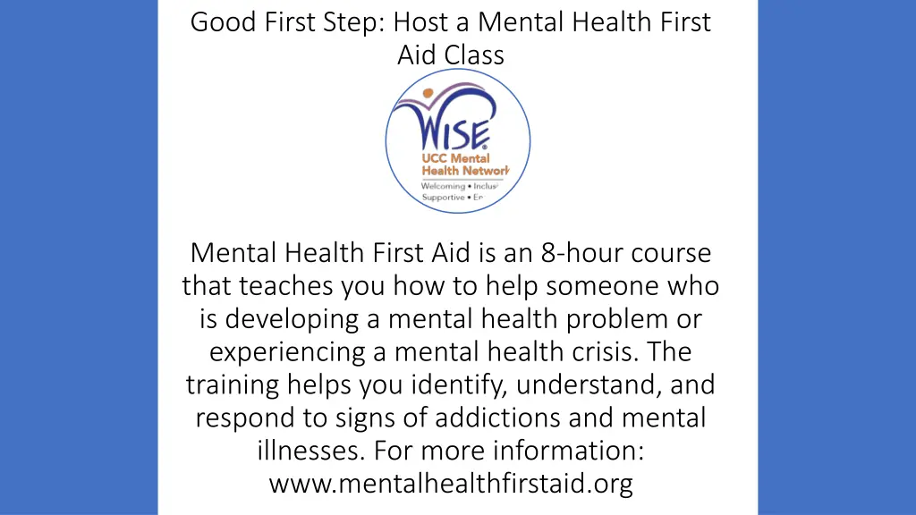 good first step host a mental health first