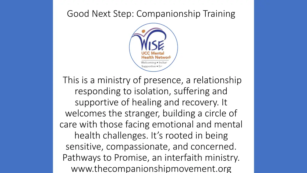 good next step companionship training