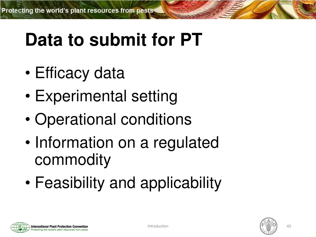 data to submit for pt