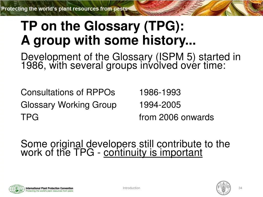 tp on the glossary tpg a group with some history