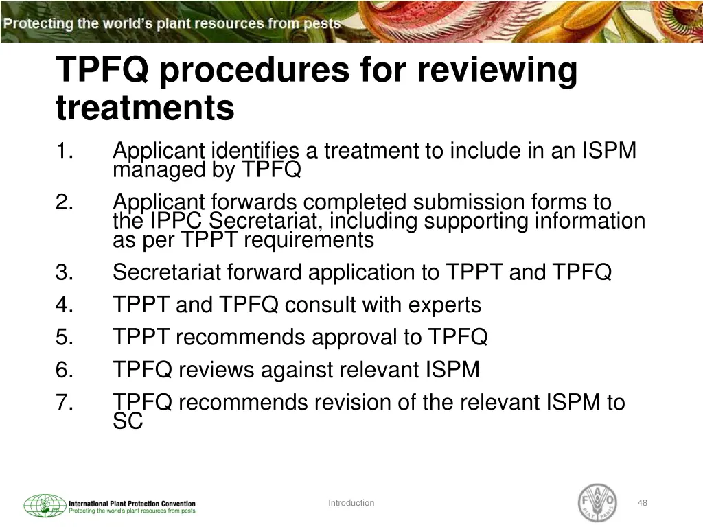 tpfq procedures for reviewing treatments