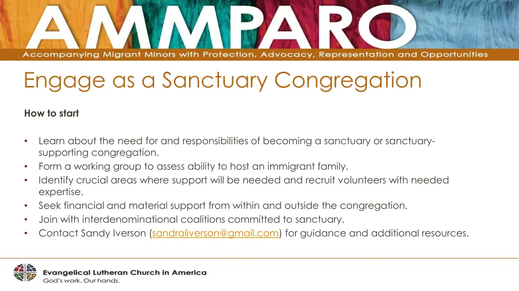 engage as a sanctuary congregation