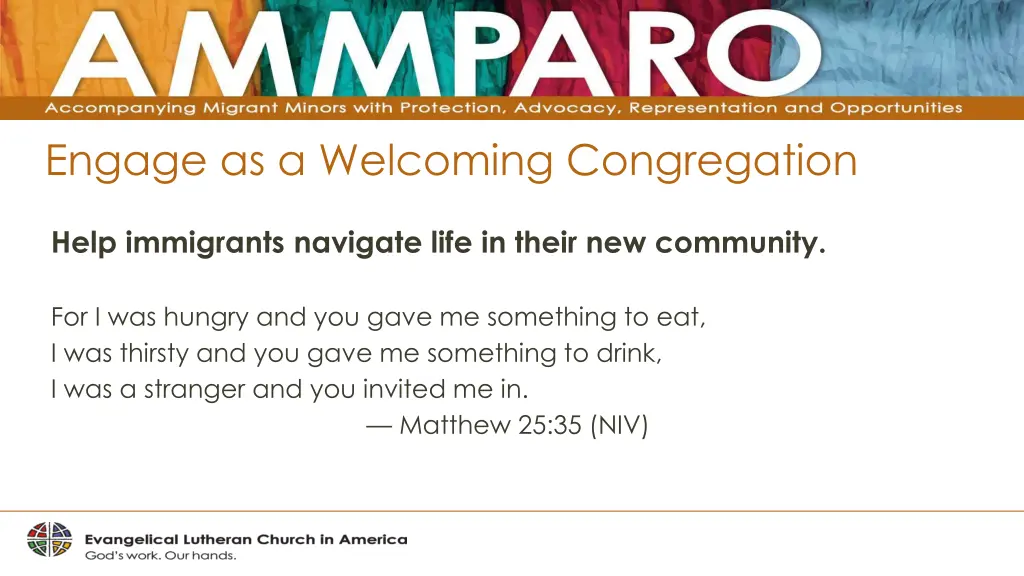 engage as a welcoming congregation