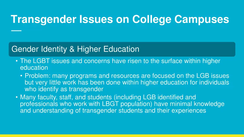 transgender issues on college campuses