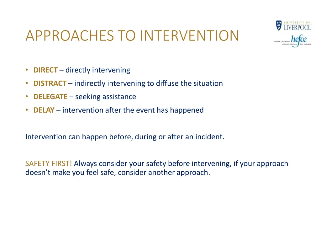 approaches to intervention