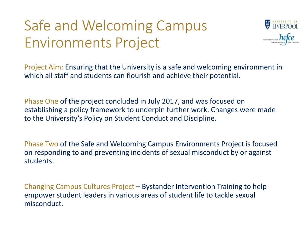 safe and welcoming campus environments project