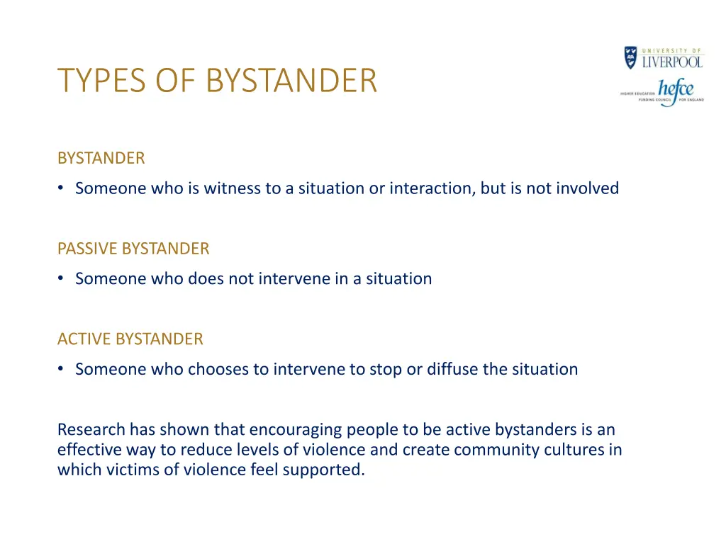 types of bystander