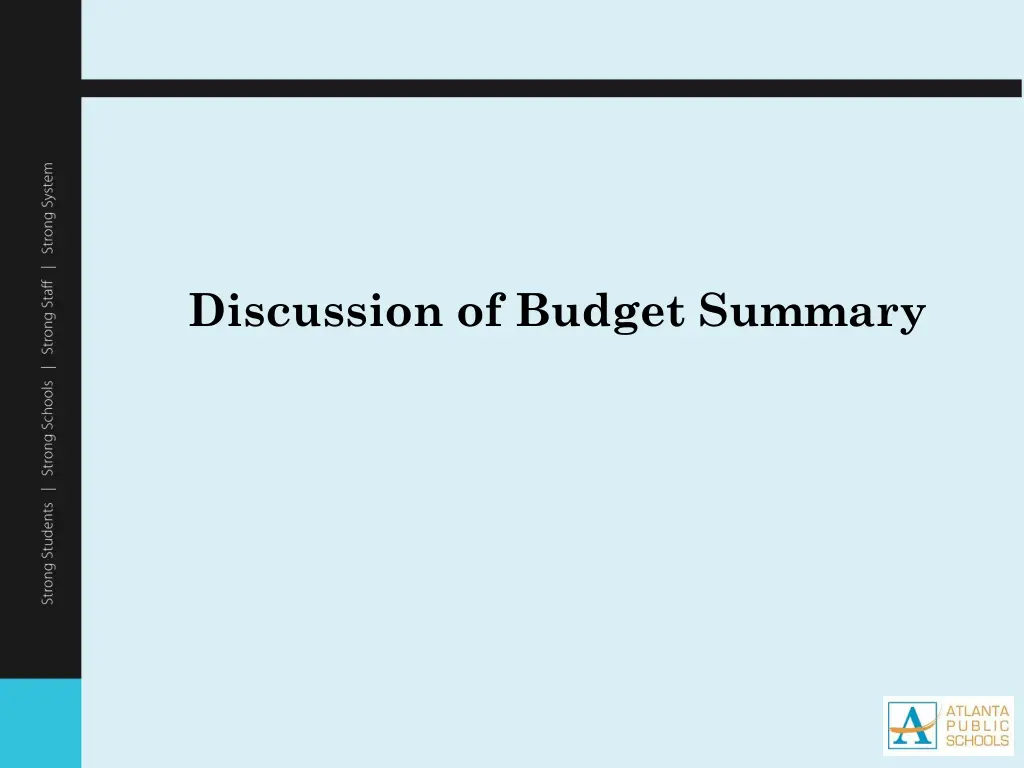 discussion of budget summary